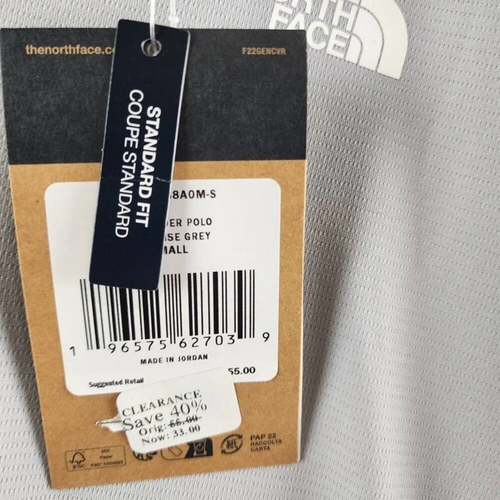 The North Face® Wander Short Sleeve Polo Shirt Men's S High Rise Gray Pullover